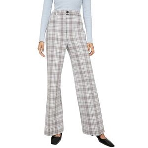 Aritzia Wilfred Francesca High Rise Wide Leg Pant Grey & White Plaid Sz 2